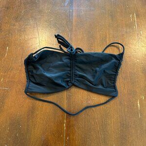 Camila Coelho Black Ruched Bandeau Bikini Top Small